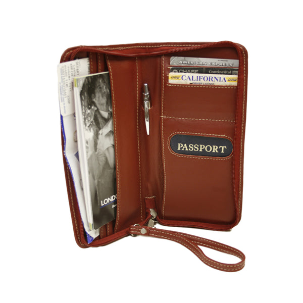 Piel Leather ZIPPERED PASSPORT/TICKET HOLDER