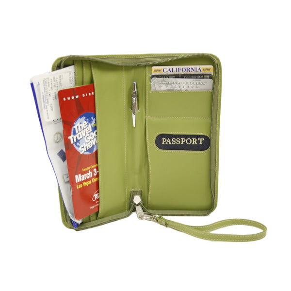 piel leather ZIPPERED PASSPORT/TICKET HOLDER