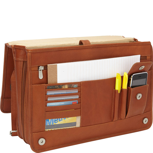 Piel Leather TWO-SECTION EXPANDABLE LAPTOP PORTFOLIO