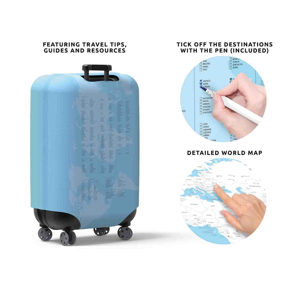 Pikkii Travel Log Luggage Cover + Pen