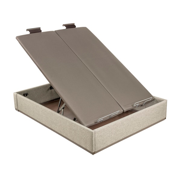 Pikolin Home Ash-coloured Double Lid Electric Upholstered Storage Base - DESIGN TAPIZADO