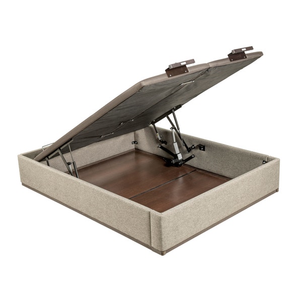 pikolin home Ash-coloured double lid electric upholstered storage base - DESIGN TAPIZADO