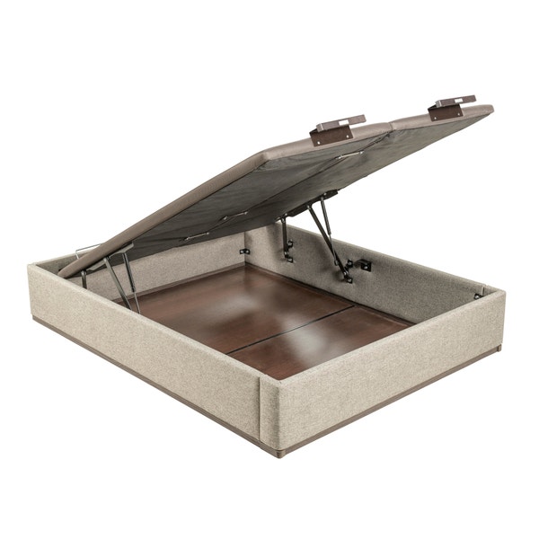 pikolin home Ash-coloured double lid upholstered folding storage base - DESIGN TAPIZADO