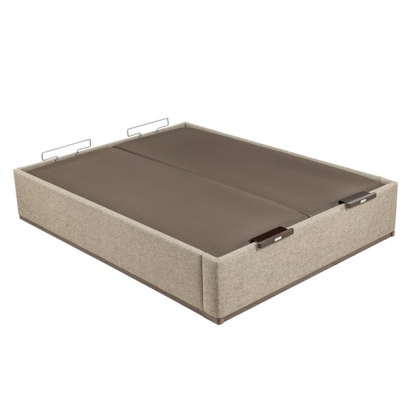 Pikolin Home Ash-coloured High Capacity And Double Lid Electric Upholstered Storage Base - DESIGN TAPIZADO