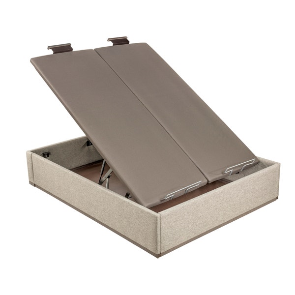 Pikolin Home Ash-coloured High Capacity And Double Lid Electric Upholstered Storage Base - DESIGN TAPIZADO