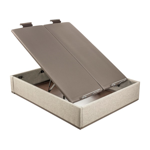 Pikolin Home Ash-coloured High Capacity Double Lid Upholstered Folding Storage Base - DESIGN TAPIZADO