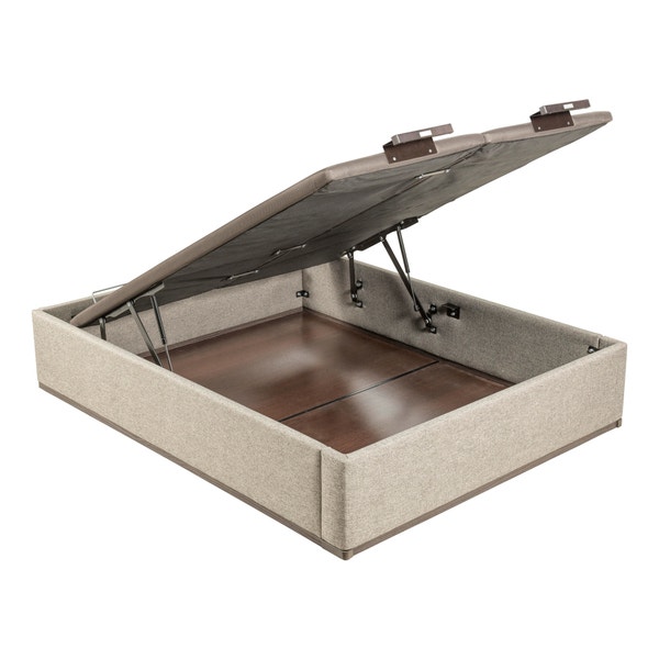 pikolin home Ash-coloured high capacity double lid upholstered folding storage base - DESIGN TAPIZADO