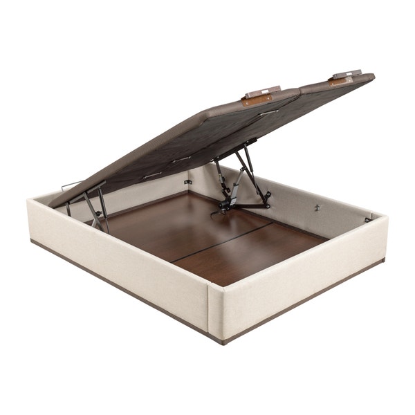 pikolin home Aspen-coloured double lid electric upholstered storage base - DESIGN TAPIZADO