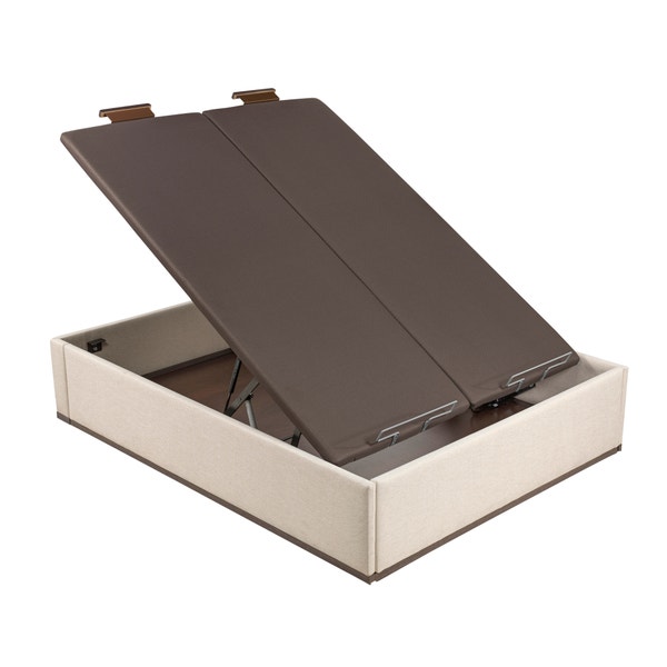 Pikolin Home Aspen-coloured High Capacity And Double Lid Electric Upholstered Storage Base - DESIGN TAPIZADO