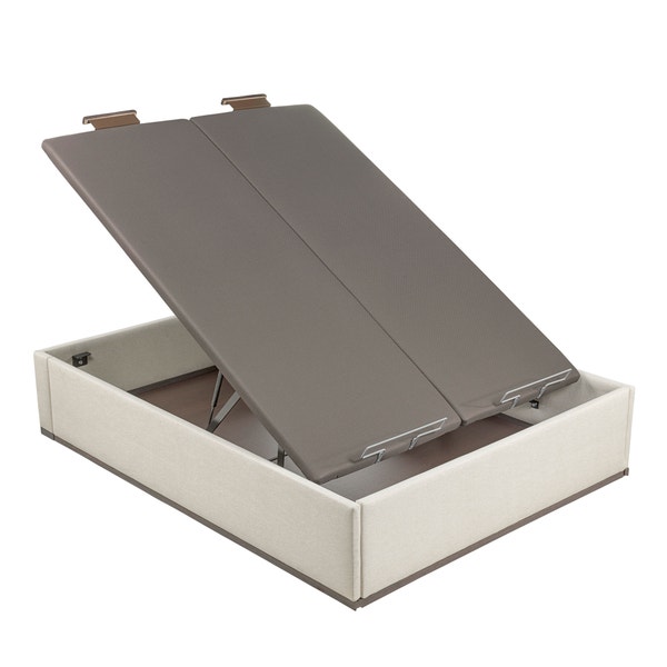 Pikolin Home Aspen-coloured High Capacity Double Lid Upholstered Folding Storage Base - DESIGN TAPIZADO