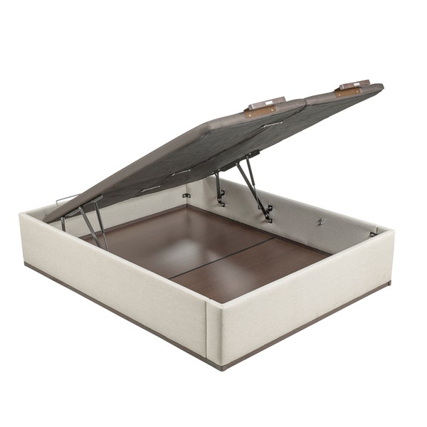 pikolin home Aspen-coloured high capacity double lid upholstered folding storage base - DESIGN TAPIZADO