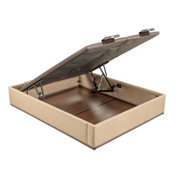 pikolin home Cooper-coloured double lid electric upholstered storage base - DESIGN TAPIZADO