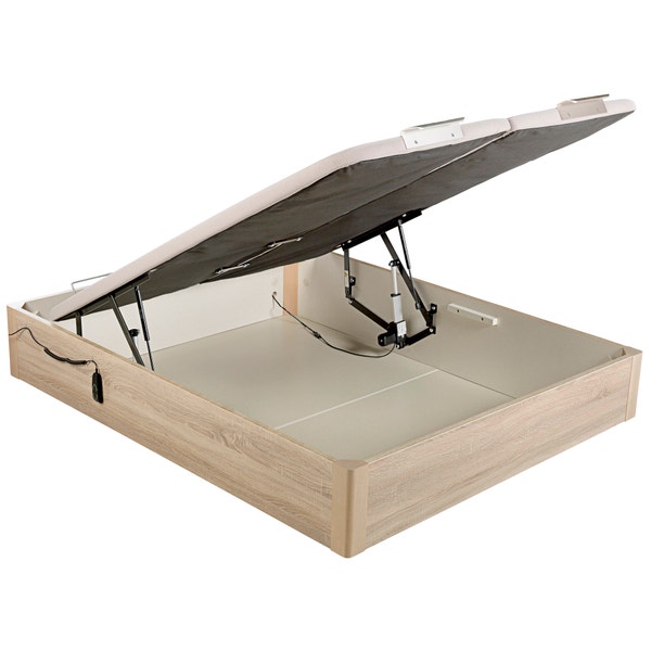 pikolin home Electric dual-lid natural coloured wooden folding storage bed - DESIGN