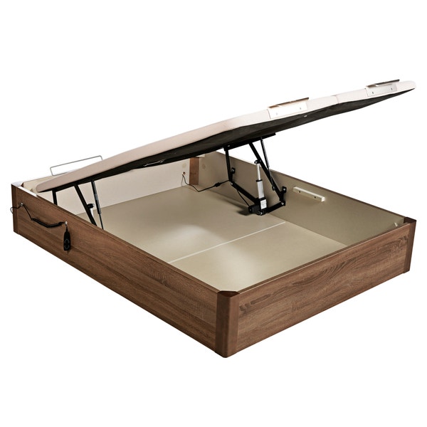 pikolin home Electric dual-lid oak coloured wooden folding storage bed - DESIGN