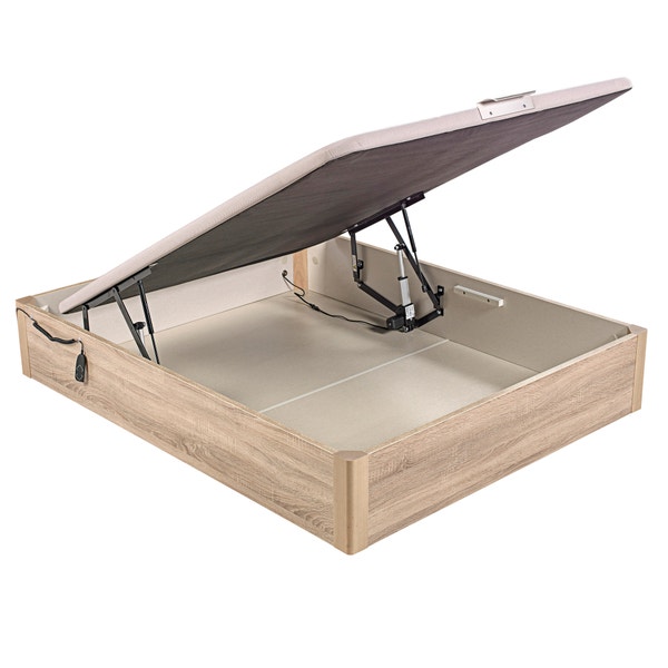 pikolin home Electric single-lid natural coloured wooden folding storage bed - DESIGN