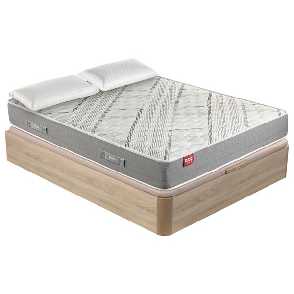 pikolin home Pack containing a Normablock spring mattress a natural-coloured folding storage base and two visco pillows - ARCE+AP11534+AL