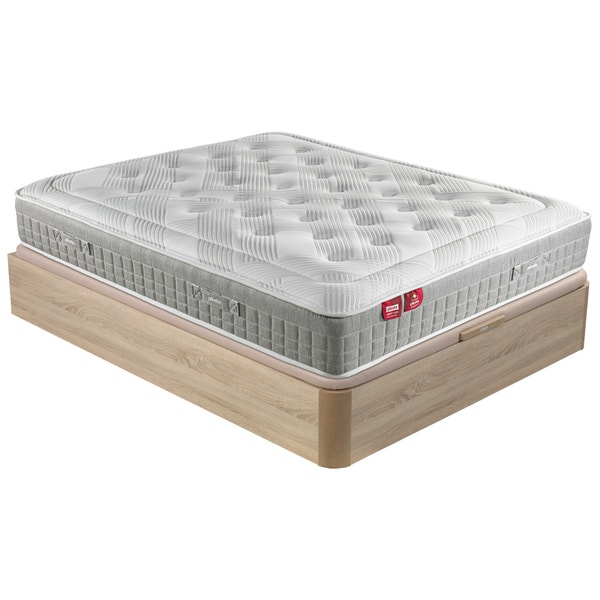 pikolin home Pack containing a pocket coil spring mattress and a natural-coloured folding storage base - SLEEP+AP11534