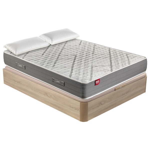 pikolin home Pack containing an HR foam mattress a natural-coloured folding storage base and two visco pillows - ELAN+AP11534+AL