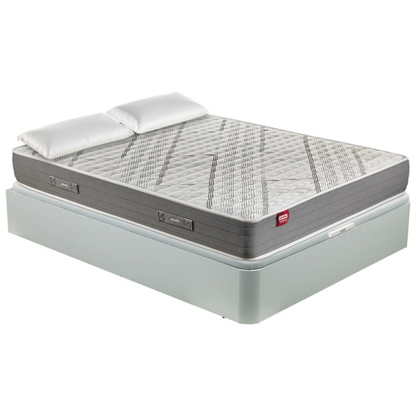 pikolin home Pack containing an HR foam mattress a white folding storage base and two visco pillows - ELAN+AP11537+AL