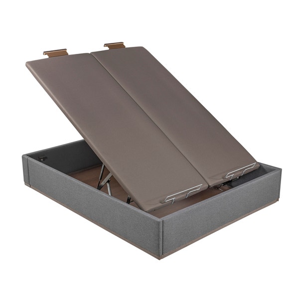 Pikolin Home Piombo-coloured Double Lid Electric Upholstered Storage Base - DESIGN TAPIZADO