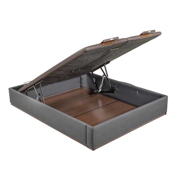 pikolin home Piombo-coloured double lid electric upholstered storage base - DESIGN TAPIZADO