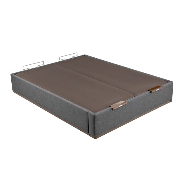 Pikolin Home Piombo-coloured Double Lid Upholstered Folding Storage Base - DESIGN TAPIZADO