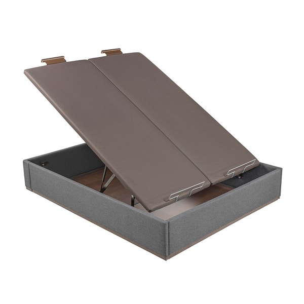 Pikolin Home Piombo-coloured Double Lid Upholstered Folding Storage Base - DESIGN TAPIZADO