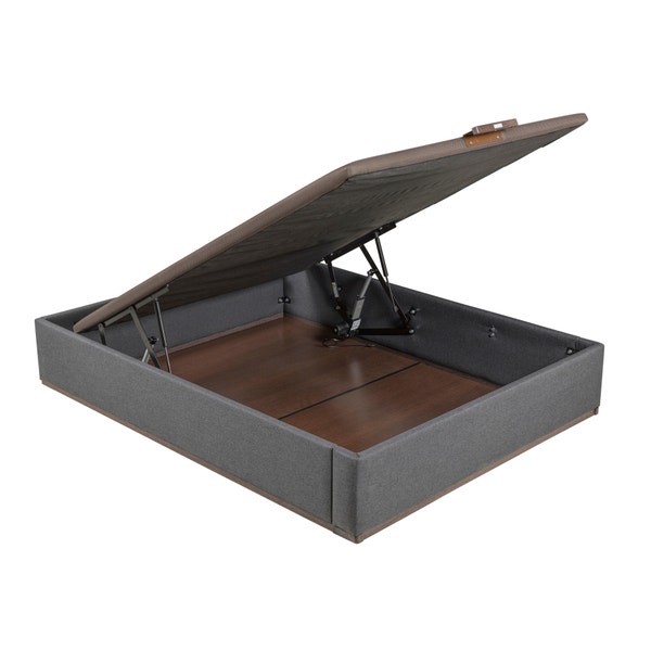 pikolin home Piombo-coloured electric upholstered storage base - DESIGN TAPIZADO