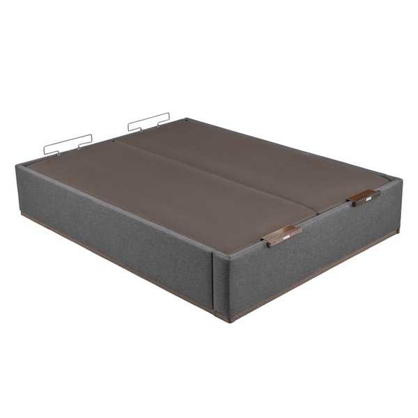 Pikolin Home Piombo-coloured High Capacity And Double Lid Electric Upholstered Storage Base - DESIGN TAPIZADO