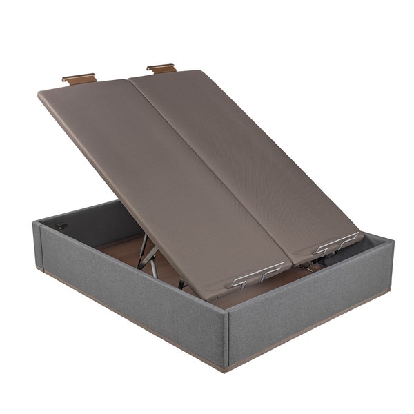 Pikolin Home Piombo-coloured High Capacity And Double Lid Electric Upholstered Storage Base - DESIGN TAPIZADO