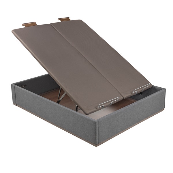 Pikolin Home Piombo-coloured High Capacity Double Lid Upholstered Folding Storage Base - DESIGN TAPIZADO