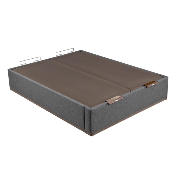 Pikolin Home Piombo-coloured High Capacity Double Lid Upholstered Folding Storage Base - DESIGN TAPIZADO