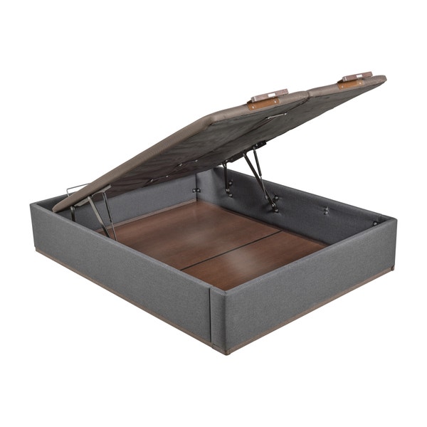 pikolin home Piombo-coloured high capacity double lid upholstered folding storage base - DESIGN TAPIZADO