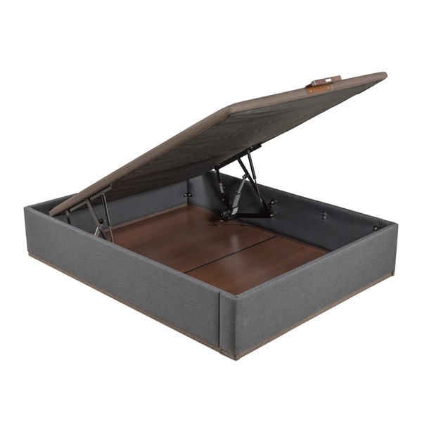 pikolin home Piombo-coloured high capacity electric upholstered storage base - DESIGN TAPIZADO