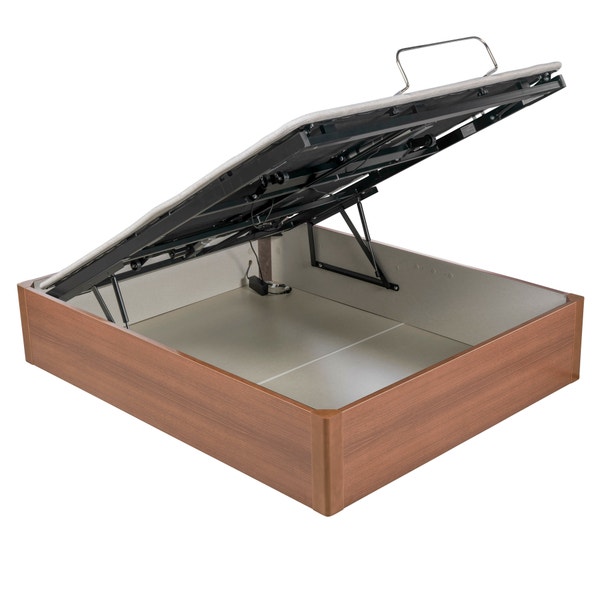 pikolin home Wooden cherry-coloured folding storage base with articulated upholstered base - ERGODES CEREZO