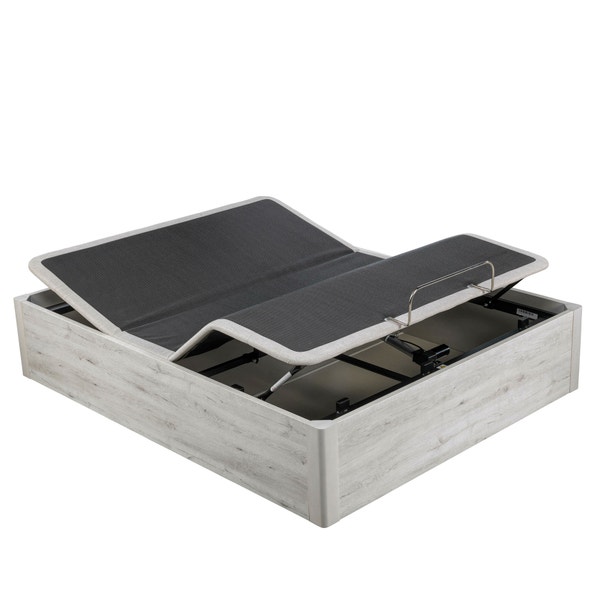 Pikolin Home Wooden Glacier-coloured Folding Storage Base With Articulated Upholstered Base - ERGODES GLACIAR