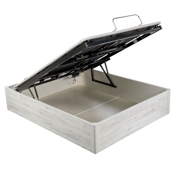 pikolin home Wooden glacier-coloured folding storage base with articulated upholstered base - ERGODES GLACIAR