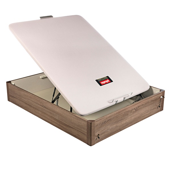 Pikolin Home Wooden Oak-coloured Electric Single-lid Folding Storage Base - DESIGN