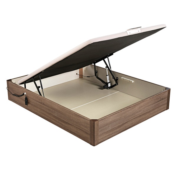 pikolin home Wooden oak-coloured electric single-lid folding storage base - DESIGN