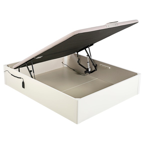 pikolin home Wooden white-coloured electric single-lid high-capacity folding storage base - DESIGN