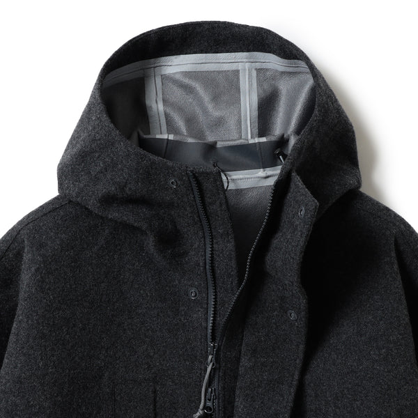 Pilgrim Surf Supply Armitage Wool 3L Hooded Jacket Charcoal