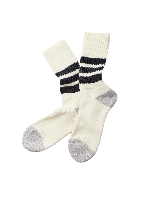 pilgrim surf supply Coarse Ribbed Oldschool Crew Socks Black