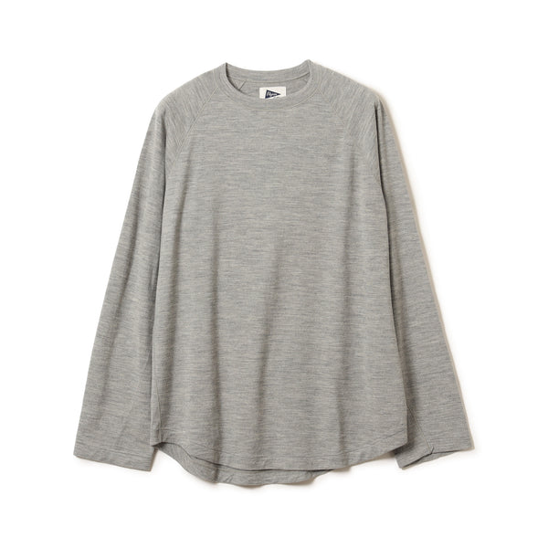 pilgrim surf supply Geoffrey Wool Raglan LS Tee Heather Grey