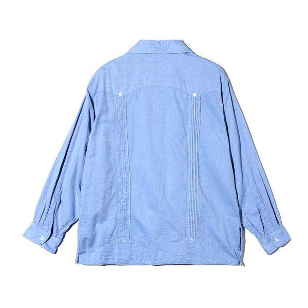Pilgrim Surf Supply Guayabera Shirt Light Blue Cotton Linen