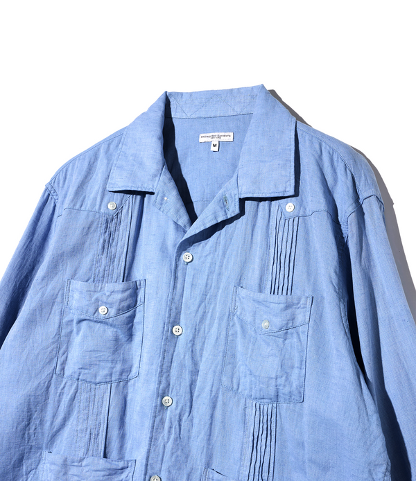 Pilgrim Surf Supply Guayabera Shirt Light Blue Cotton Linen