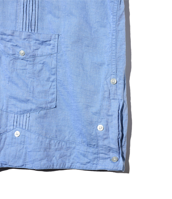 Pilgrim Surf Supply Guayabera Shirt Light Blue Cotton Linen