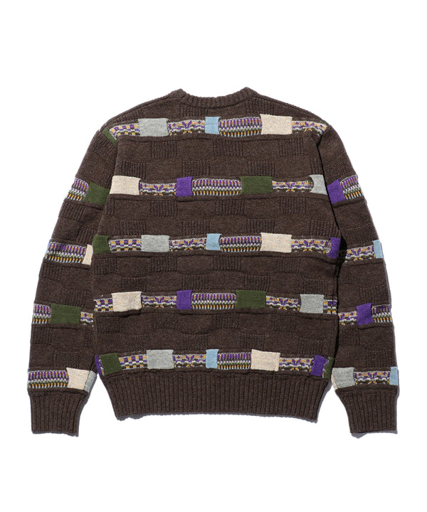 Pilgrim Surf Supply Jacquard Fair Isle Stripe 5G Crew Brown