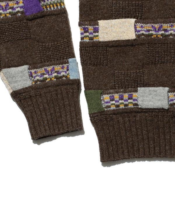 Pilgrim Surf Supply Jacquard Fair Isle Stripe 5G Crew Brown