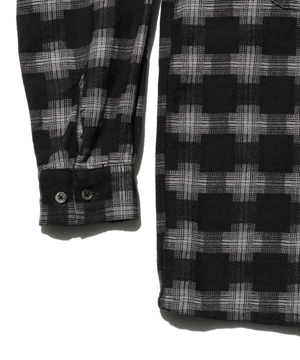 Pilgrim Surf Supply Open Collar Brushed Satin Plaid Shirt Black