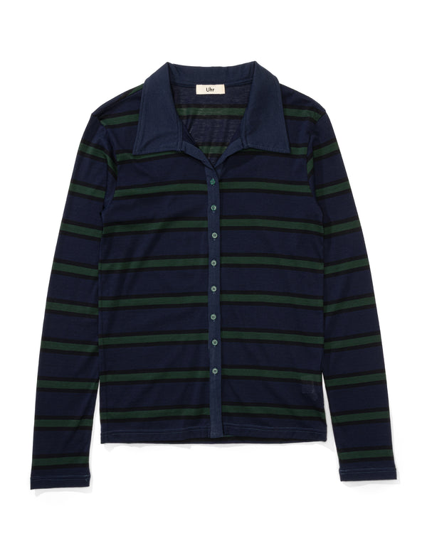 pilgrim surf supply Collared Cardigan Navy Stripe